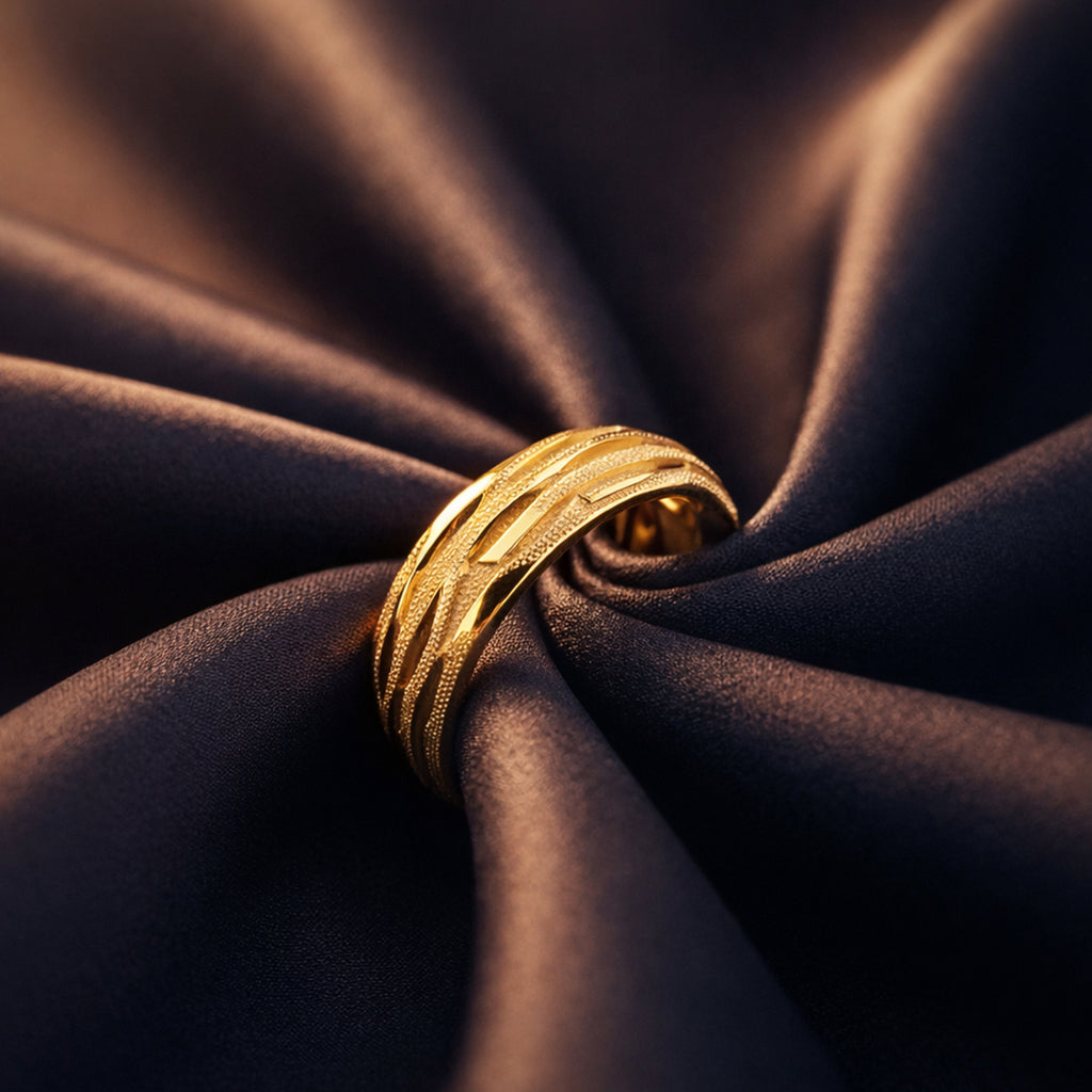 Italian Made Yellow Gold Plated Sterling Silver Band Ring_8415523_4
