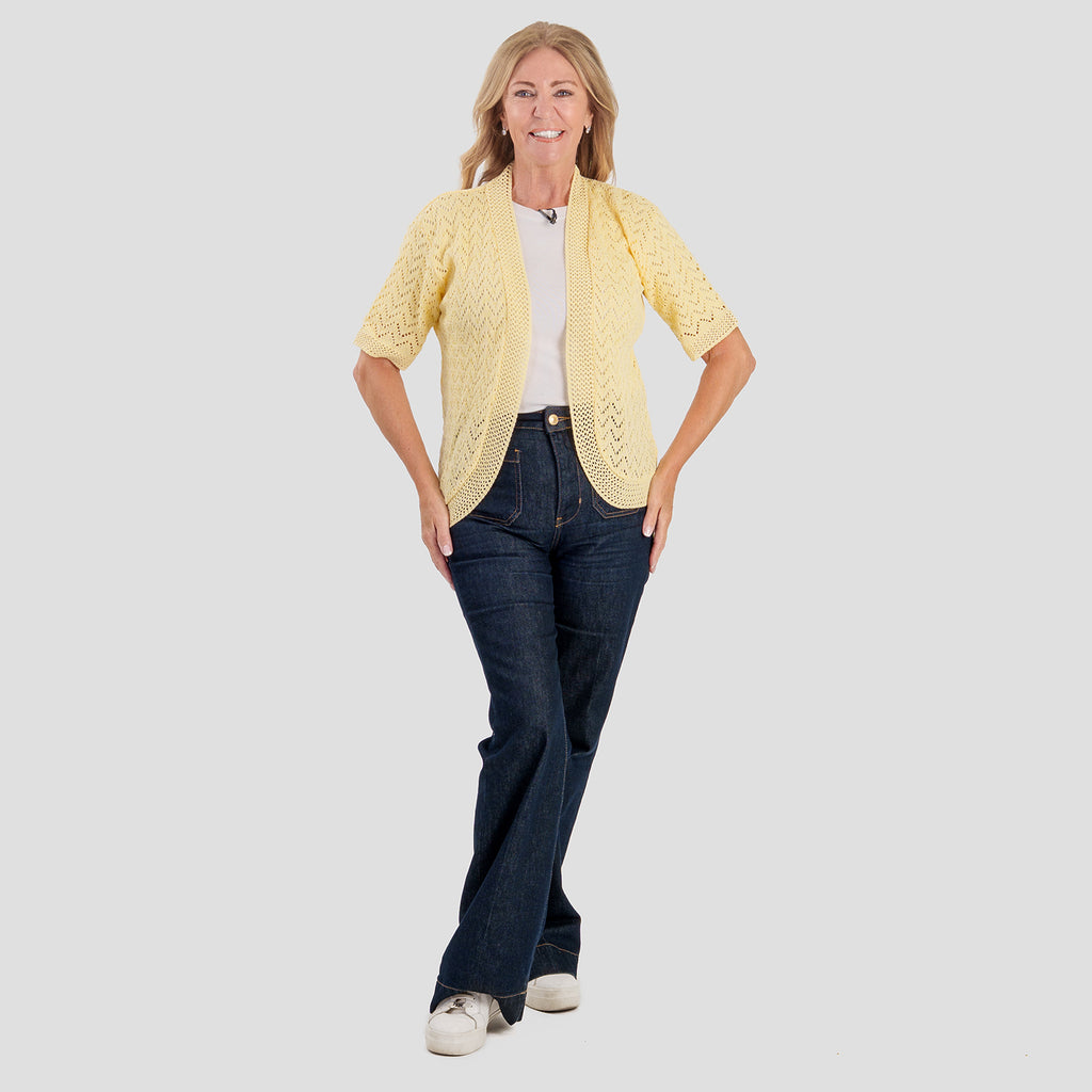 Sugar Crisp Acrylic Cardigan (Size - Large) - Lemon_8415786