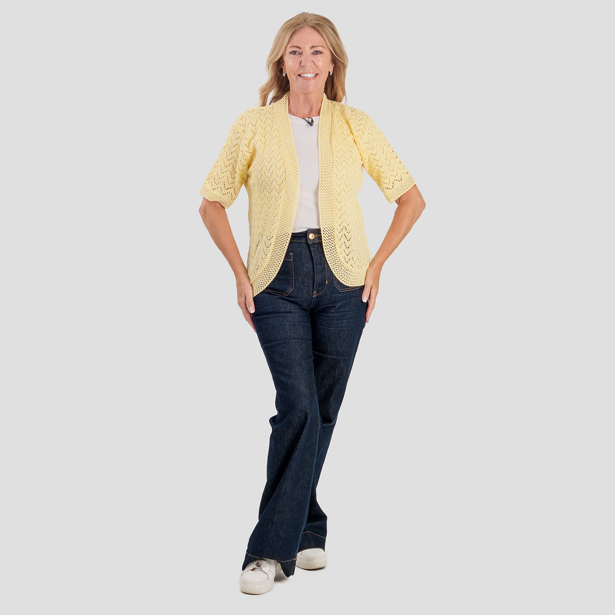 Sugar Crisp Acrylic Cardigan (Size - Large) - Lemon V32622867 0