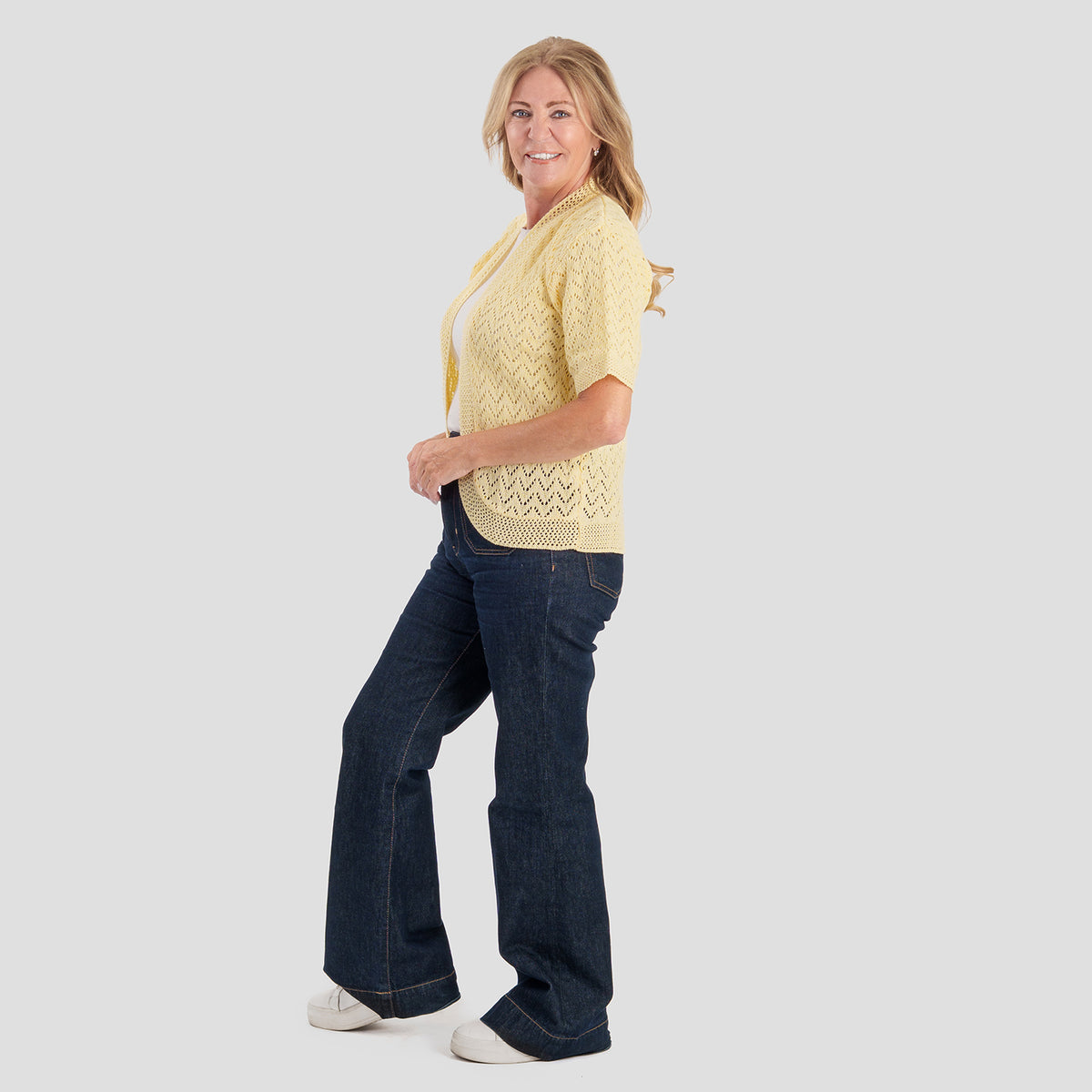 Sugar Crisp Acrylic Cardigan (Size - Large) - Lemon V32622867 2