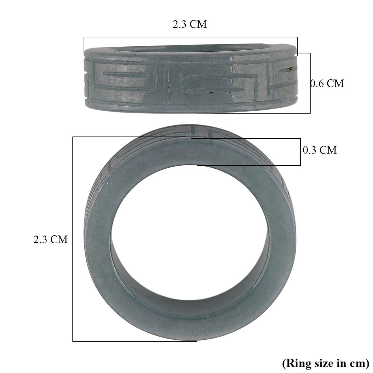 Natural Jadeite Jade Greek Key Band Ring 15.00 Ct. V32638446 6