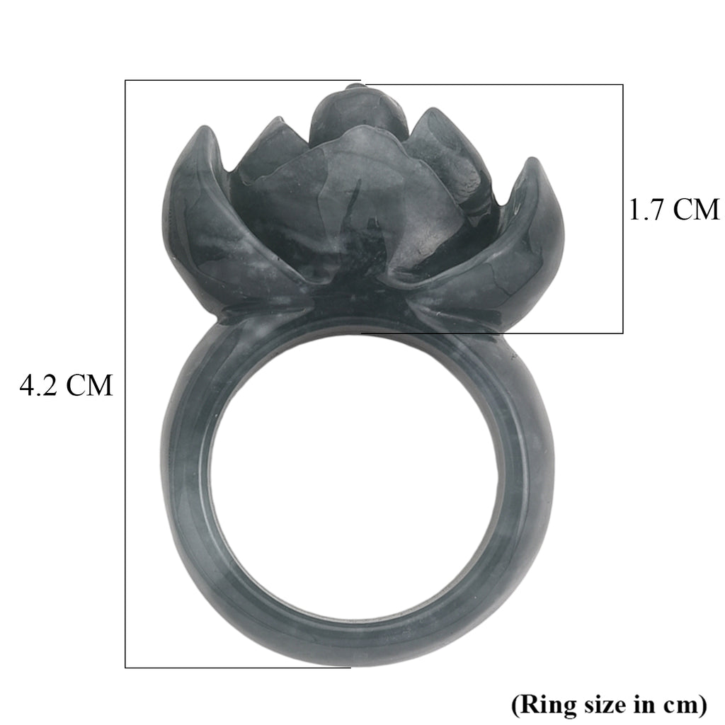 Natural Olmec Jade Flower Ring 90.00 Ct._8415906_5