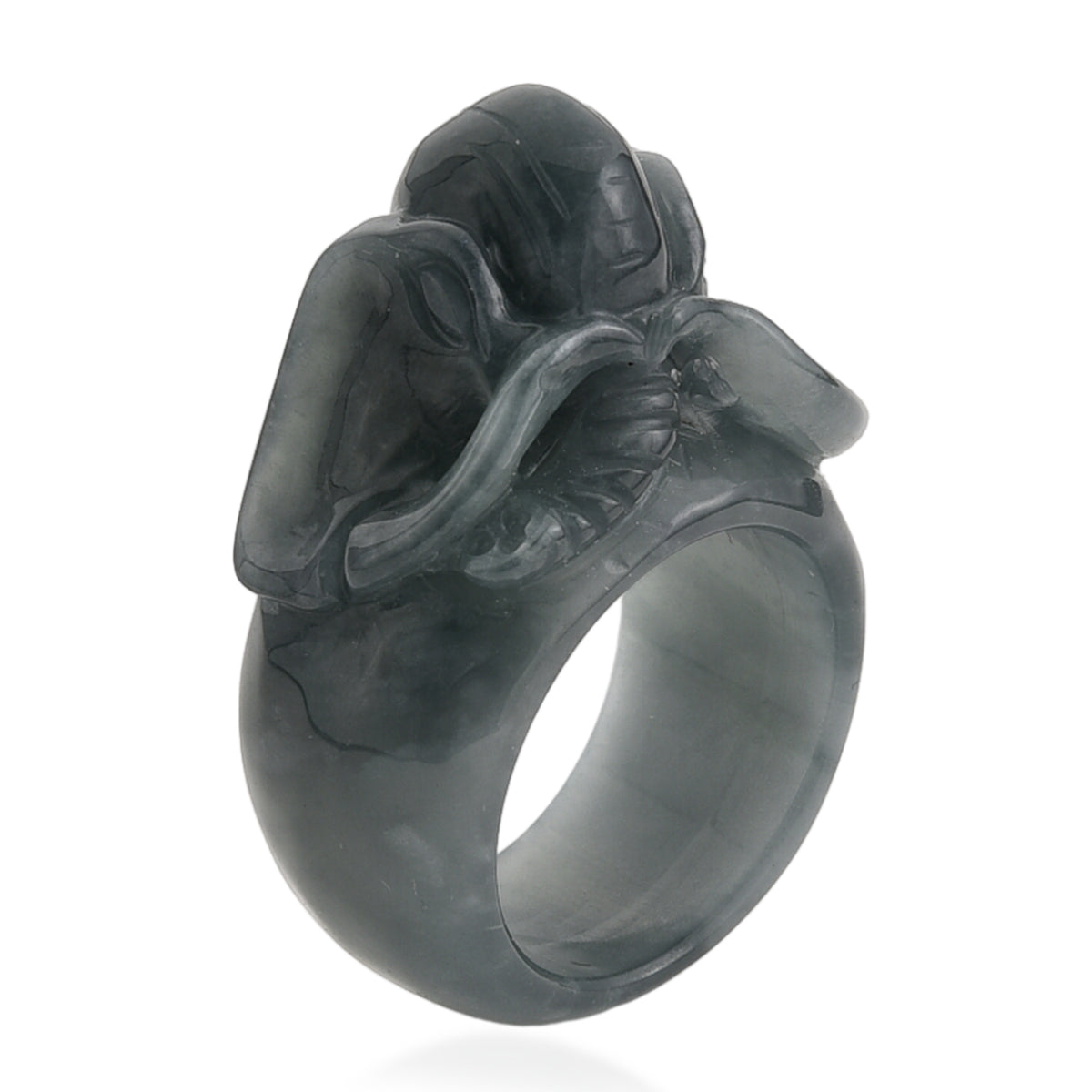 Natural Olmec Jade Carved Elephant Ring 85.00 Ct. V32515795 4