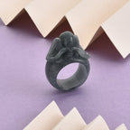 Natural Jade Carved Elephant Ring 85.00 Ct.