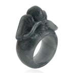 Natural Olmec Jade Carved Elephant Ring 85.00 Ct._8415916_3