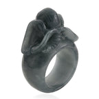 Natural Jade Carved Elephant Ring 85.00 Ct.