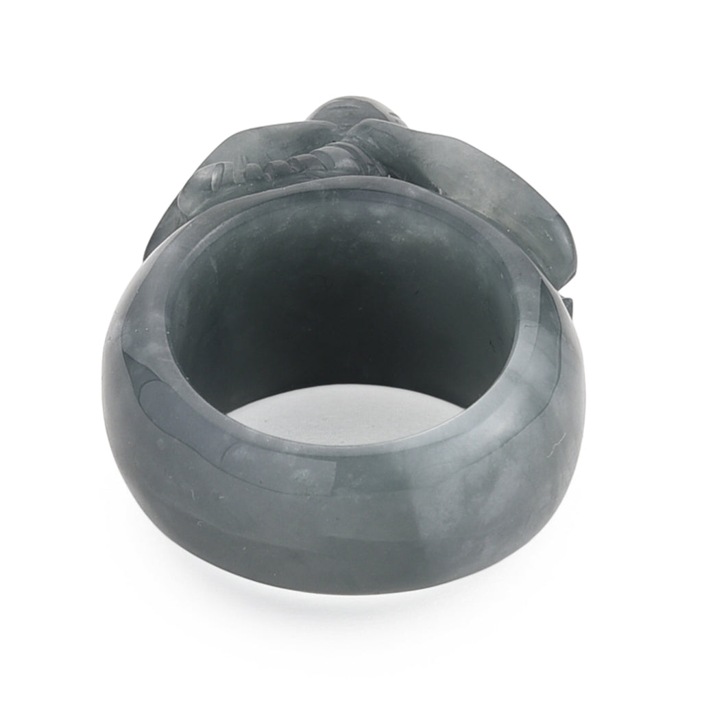 Natural Olmec Jade Carved Elephant Ring 85.00 Ct._8415916_4