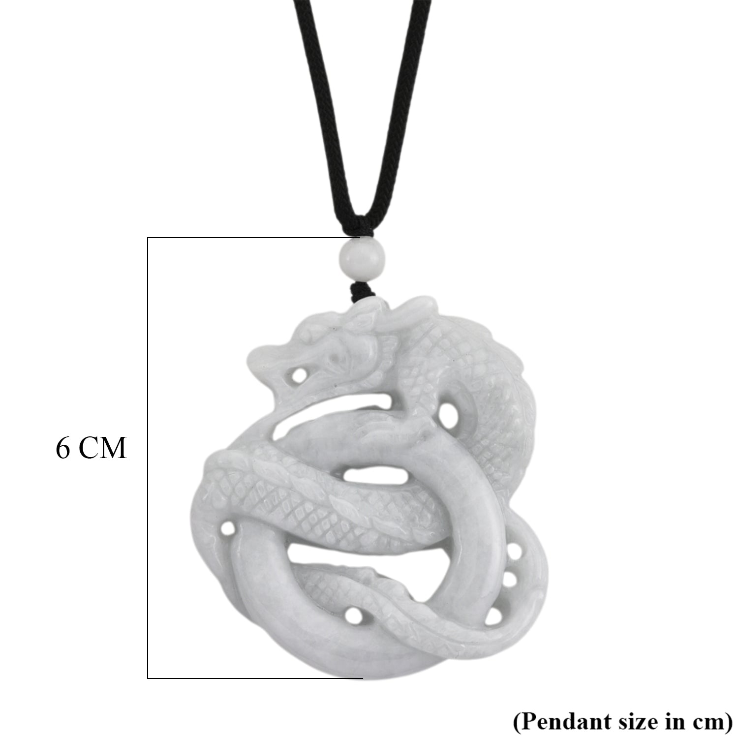 Natural White Jade Adjustable Dragon Carving Necklace with Cotton Thread (Size - 28) 165.00 Ct. V32516450 7