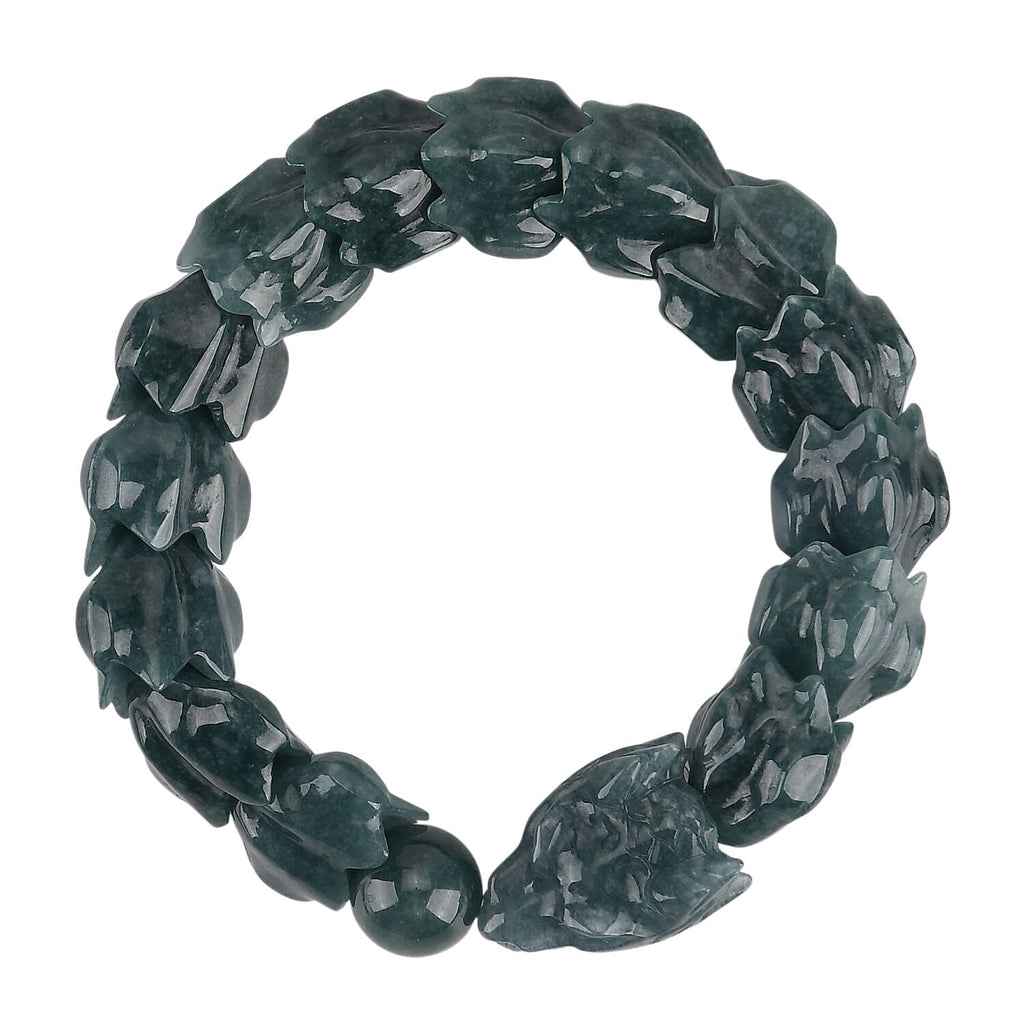 Natural Type A Jadeite Jade  Stretchable Dragon Bracelet (Size - 7.25) 300 Ct._8415991