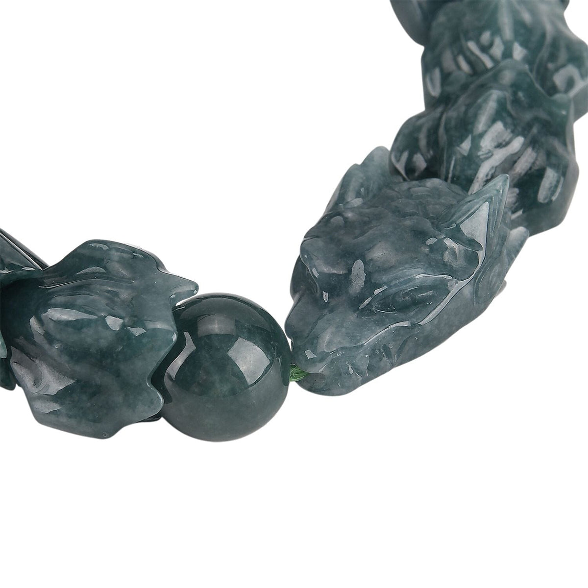 Natural Type A Jadeite Jade  Stretchable Dragon Bracelet (Size - 7.25) 300 Ct. V32515291 6