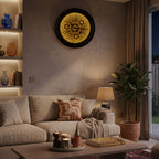 Rotating Gears Wall Clock - Industrial Roman Numeral Timepiece with 3-Colour LED Backlight, Remote Controlled Moving Gear Art - Brown & Gold_8416215_4