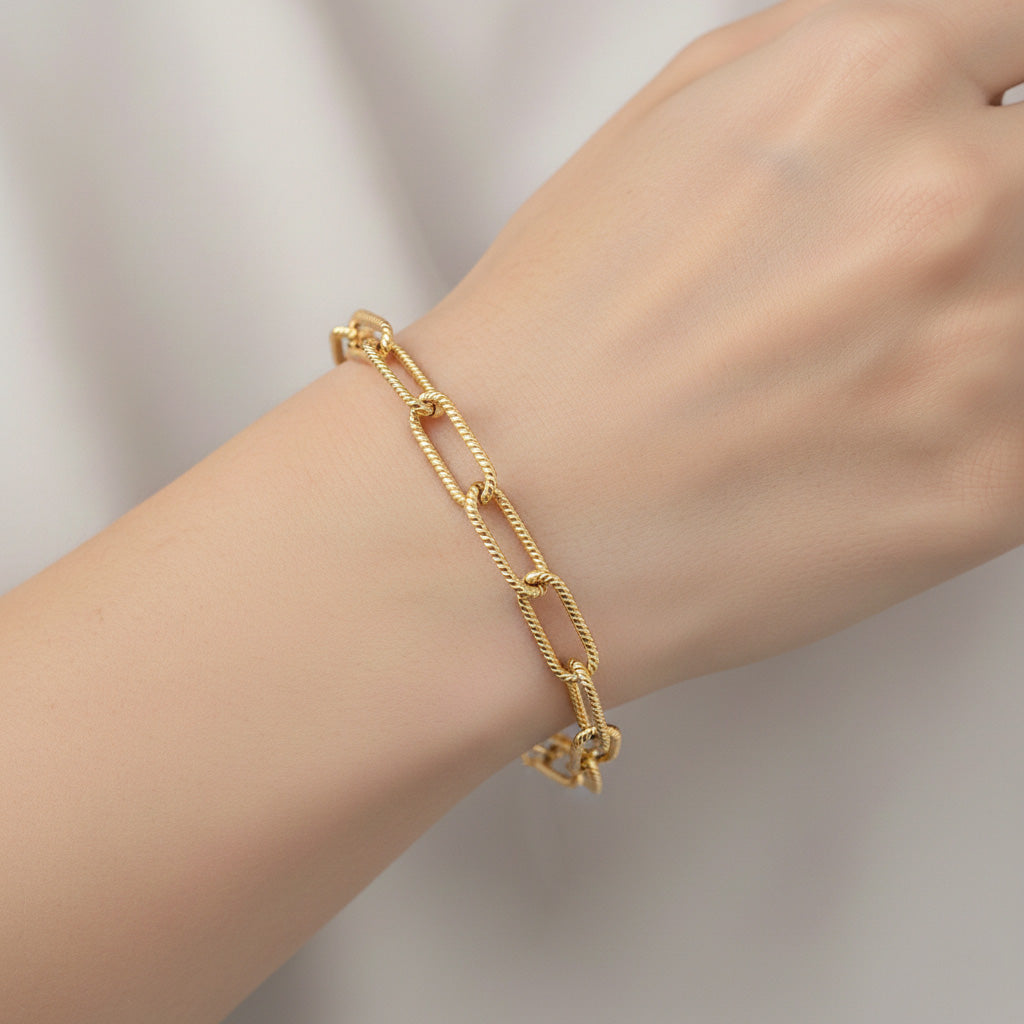 9K Yellow Gold 8.7MM Link Bracelet with Lobster Clasp 7.5 Inch 8416233 2