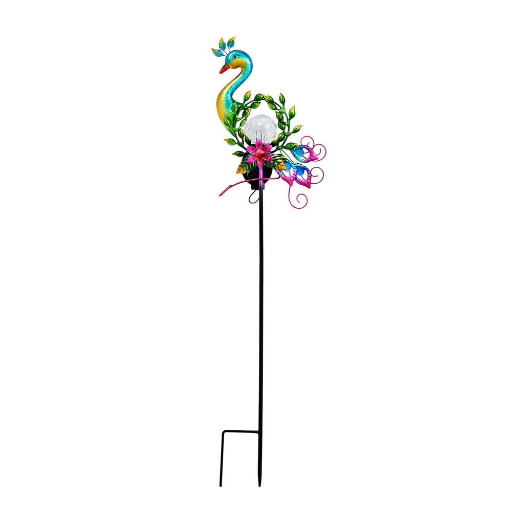Decorative Solar-Powered Peacock Landscape Ground Stake Lamp ( 20x6x83cm) - Green_8416466