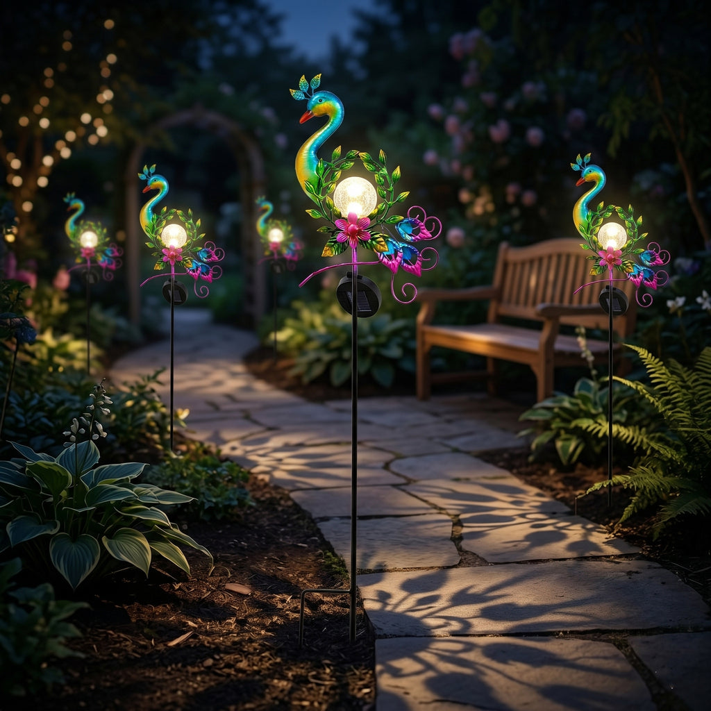 Decorative Solar-Powered Peacock Landscape Ground Stake Lamp ( 20x6x83cm) - Green_8416466_4