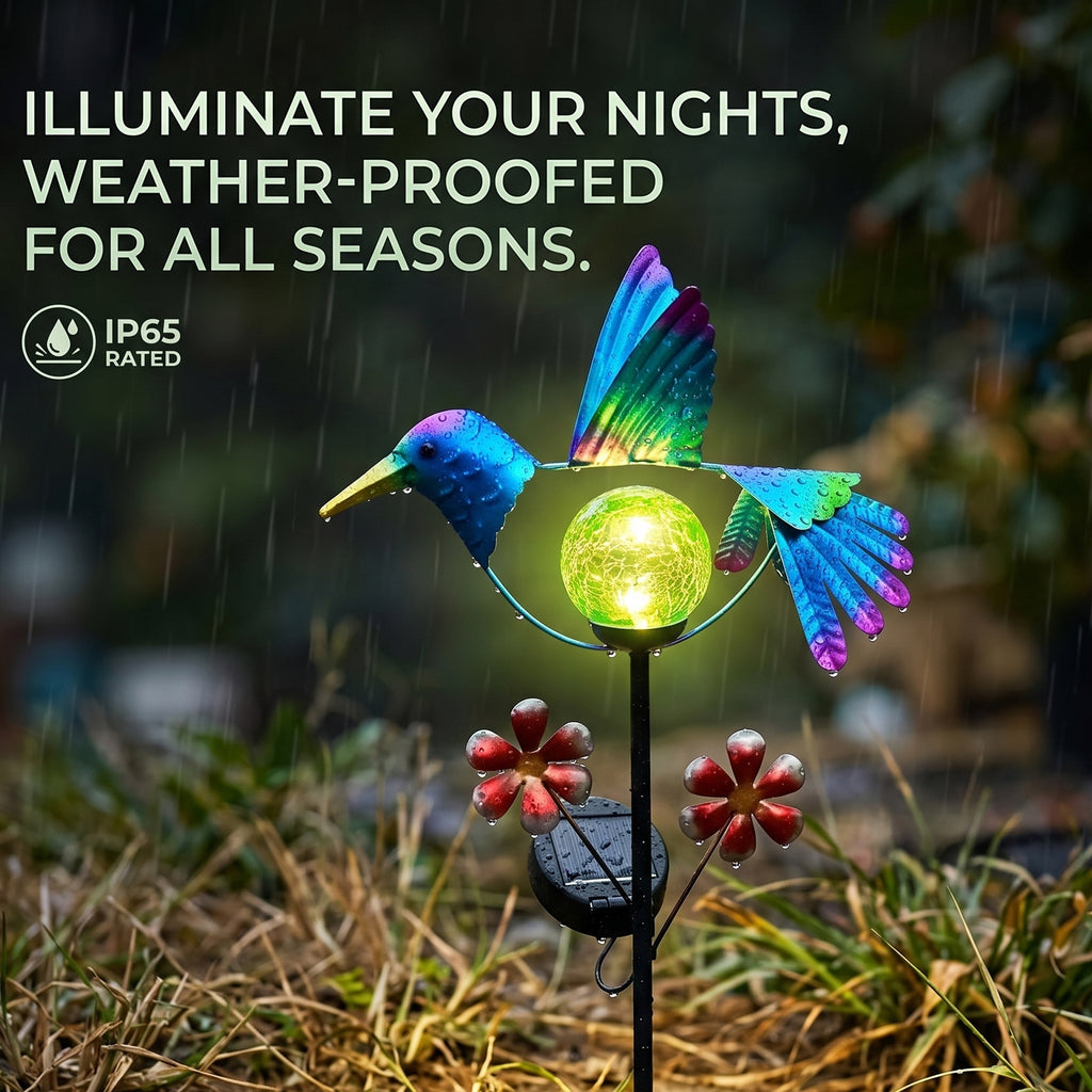 Decorative Solar-Powered Bird Landscape Ground Stake Lamp ( 24x11x78cm) - Blue_8416468_2