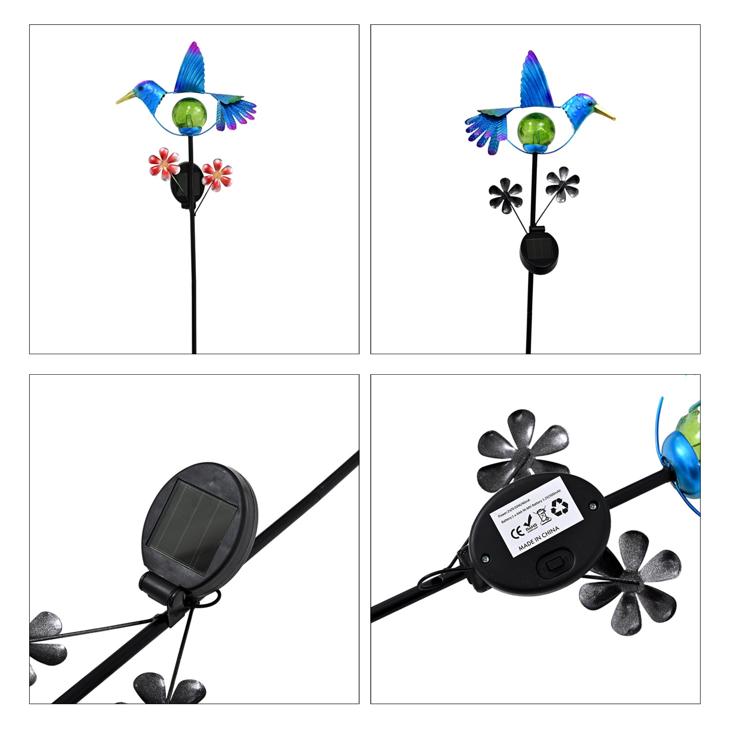 Decorative Solar-Powered Bird Landscape Ground Stake Lamp ( 24x11x78cm) - Blue V32513240 7