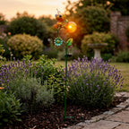 Decorative Solar-Powered Landscape Ground Stake Lamp - Artistic Whimsical Yellow Animal with Botanical Leaves & Flowers - Yellow_8416510_1