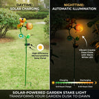 Decorative Solar-Powered Landscape Ground Stake Lamp - Artistic Whimsical Yellow Animal with Botanical Leaves & Flowers - Yellow_8416510_3