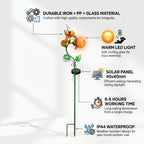 Decorative Solar-Powered Landscape Ground Stake Lamp - Artistic Whimsical Yellow Animal with Botanical Leaves & Flowers - Yellow_8416510_5