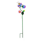 Decorative Solar-Powered Landscape Ground Stake Lamp - Artistic Whimsical Animal with Botanical Leaves & Flowers - Purple_8416511