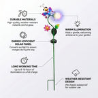 Decorative Solar-Powered Landscape Ground Stake Lamp - Artistic Whimsical Animal with Botanical Leaves & Flowers - Purple_8416511_5