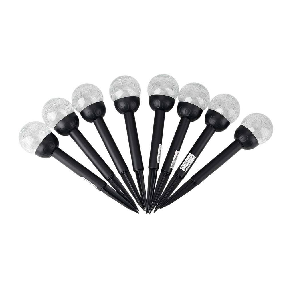 8-Piece Coordinated Outdoor Solar-Powered Plug-In Pathway Ground Stake Lamps (33x33mm) - Black_8416535