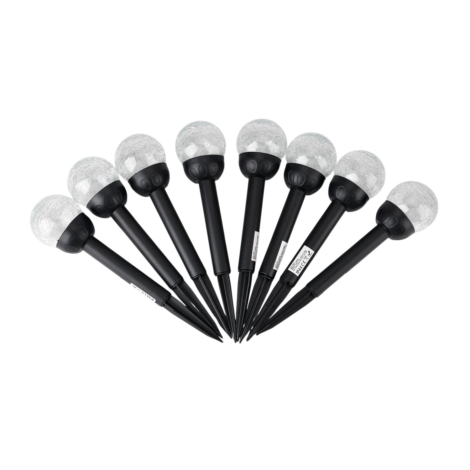 8-Piece Coordinated Outdoor Solar-Powered Plug-In Pathway Ground Stake Lamps (33x33mm) - Black 8416535 0