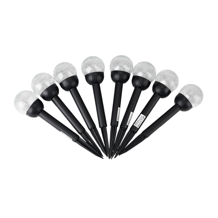 8-Piece Coordinated Outdoor Solar-Powered Plug-In Pathway Ground Stake Lamps (33x33mm) - Black 8416535 1