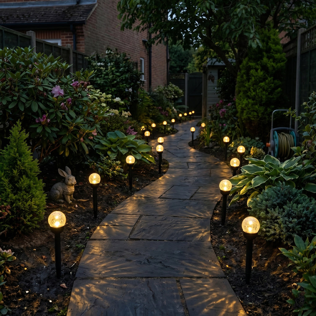 8-Piece Coordinated Outdoor Solar-Powered Plug-In Pathway Ground Stake Lamps (33x33mm) - Black_8416535_1