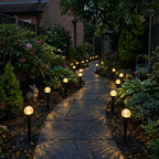 8-Piece Coordinated Outdoor Solar-Powered Plug-In Pathway Ground Stake Lamps (33x33mm) - Black_8416535_1