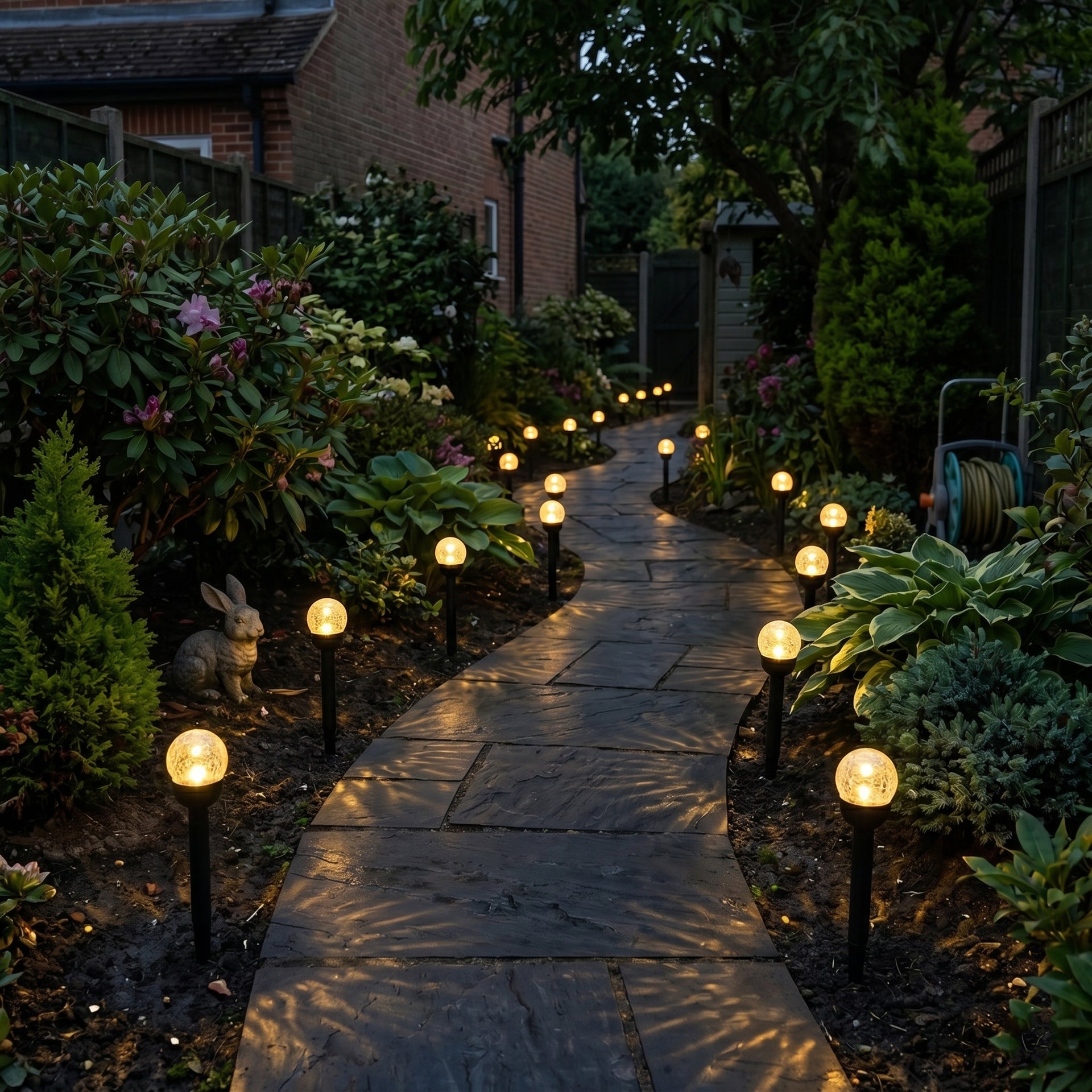 8-Piece Coordinated Outdoor Solar-Powered Plug-In Pathway Ground Stake Lamps (33x33mm) - Black 8416535 1