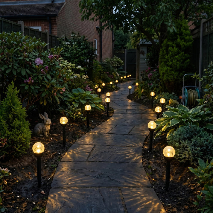 8-Piece Coordinated Outdoor Solar-Powered Plug-In Pathway Ground Stake Lamps (33x33mm) - Black 8416535 2