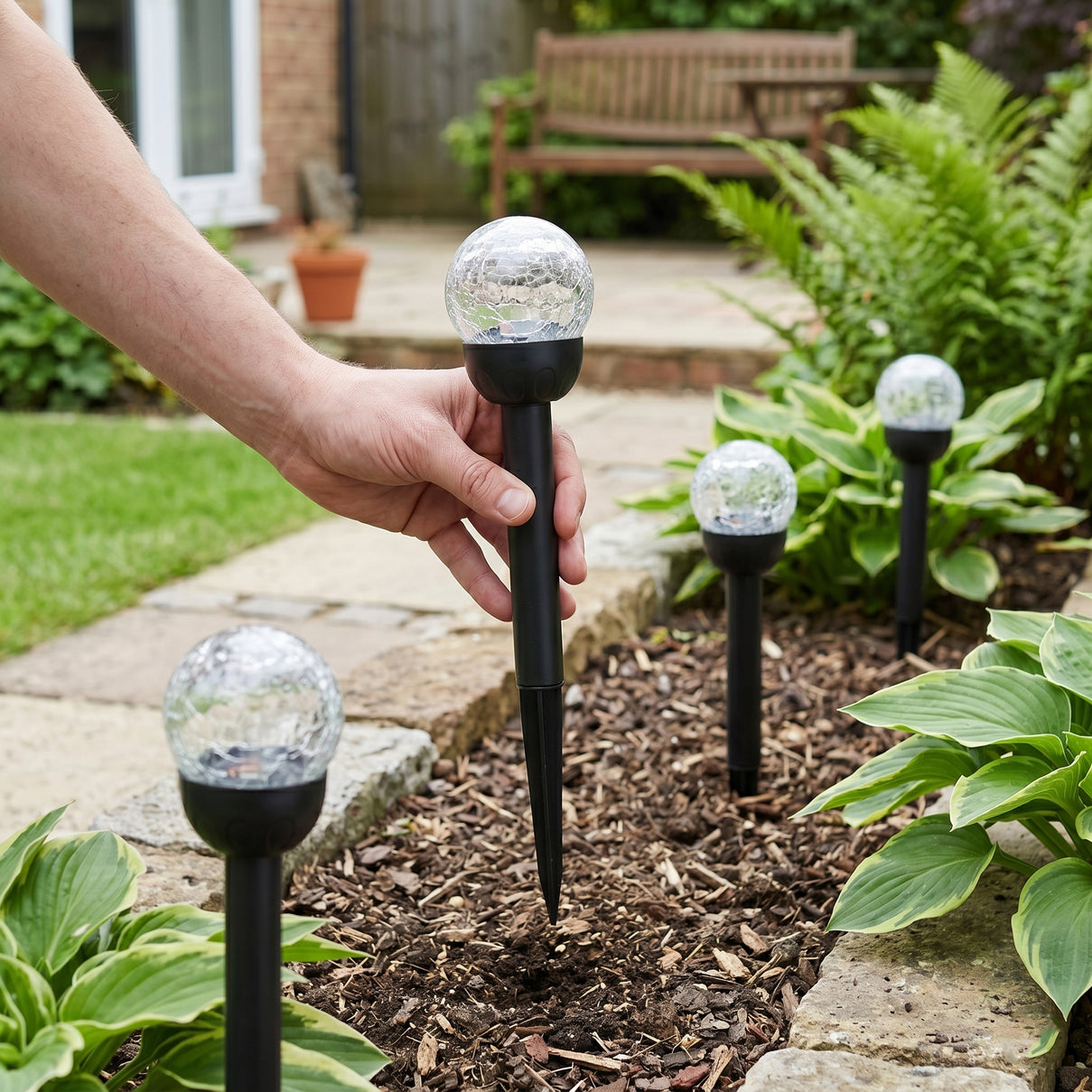 8-Piece Coordinated Outdoor Solar-Powered Plug-In Pathway Ground Stake Lamps (33x33mm) - Black 8416535 2