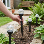 8-Piece Coordinated Outdoor Solar-Powered Plug-In Pathway Ground Stake Lamps (33x33mm) - Black_8416535_2