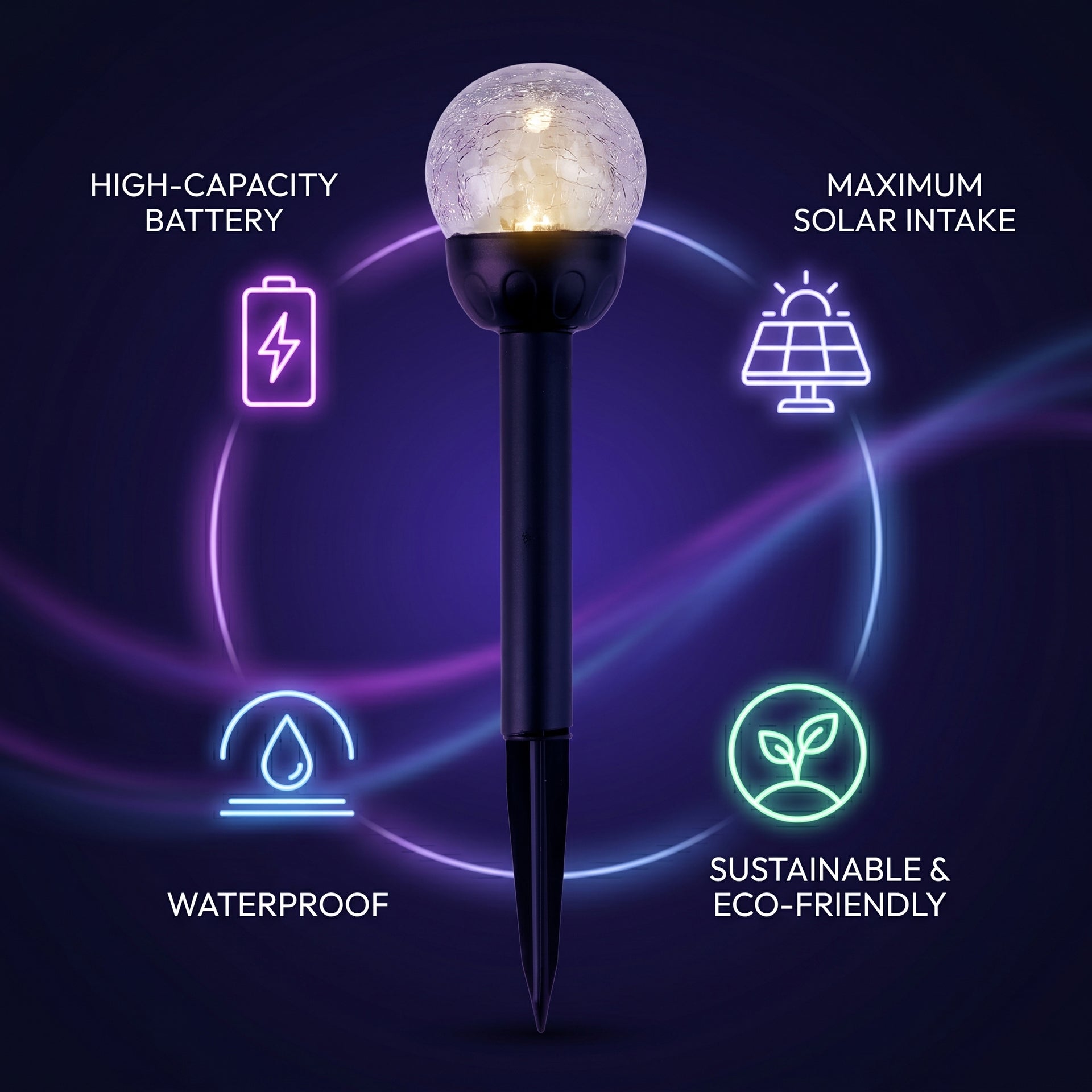 8-Piece Coordinated Outdoor Solar-Powered Plug-In Pathway Ground Stake Lamps (33x33mm) - Black 8416535 3