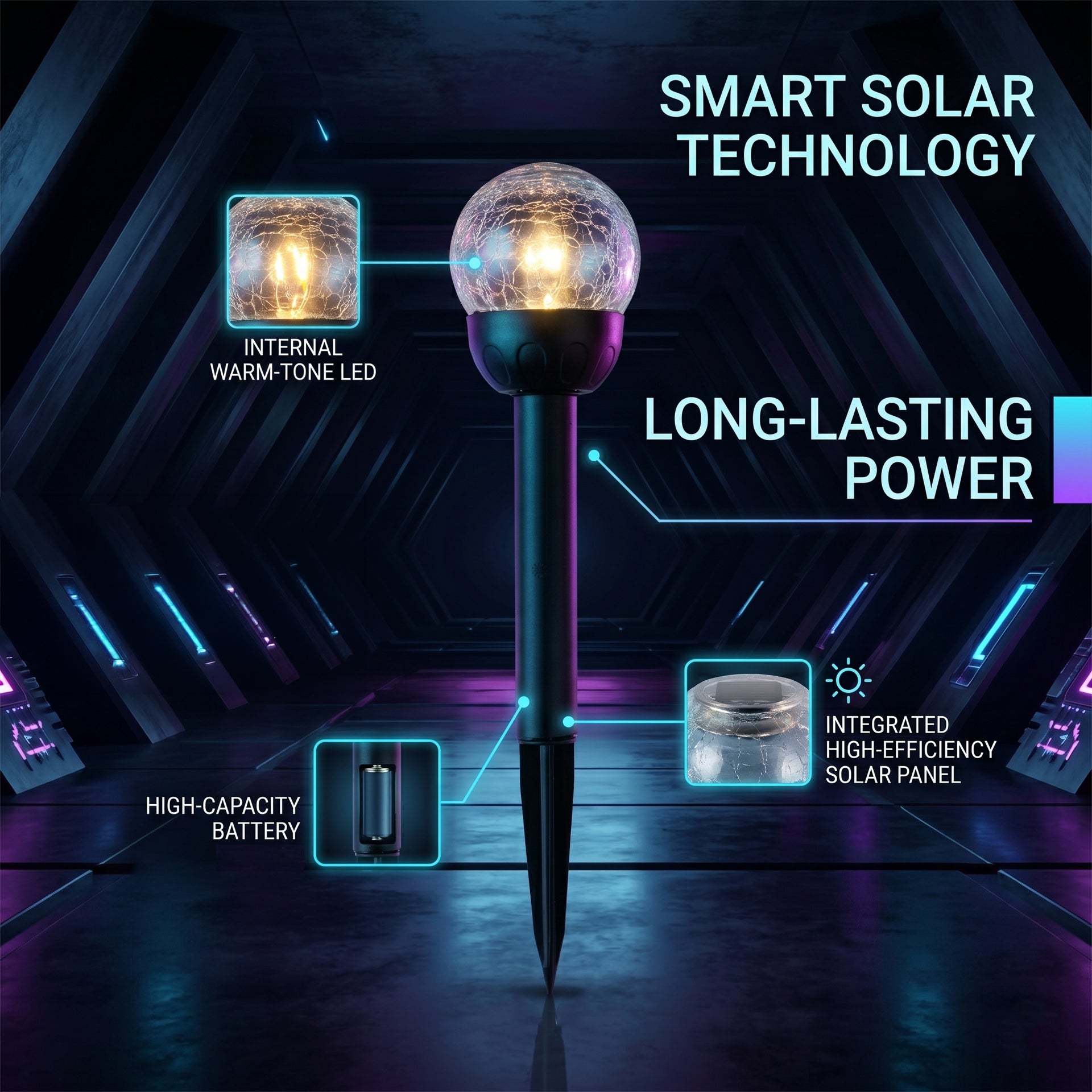 8-Piece Coordinated Outdoor Solar-Powered Plug-In Pathway Ground Stake Lamps (33x33mm) - Black 8416535 4