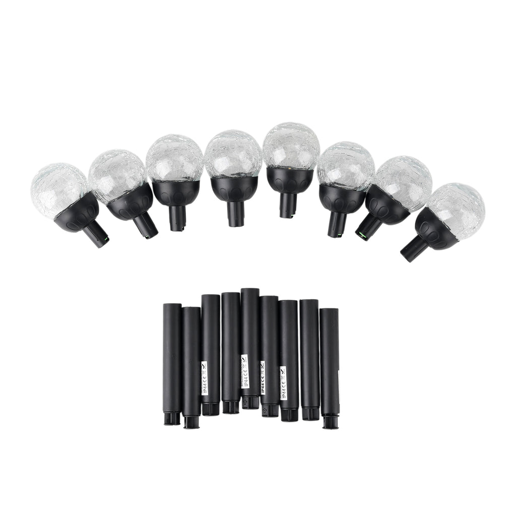 8-Piece Coordinated Outdoor Solar-Powered Plug-In Pathway Ground Stake Lamps (33x33mm) - Black_8416535_8