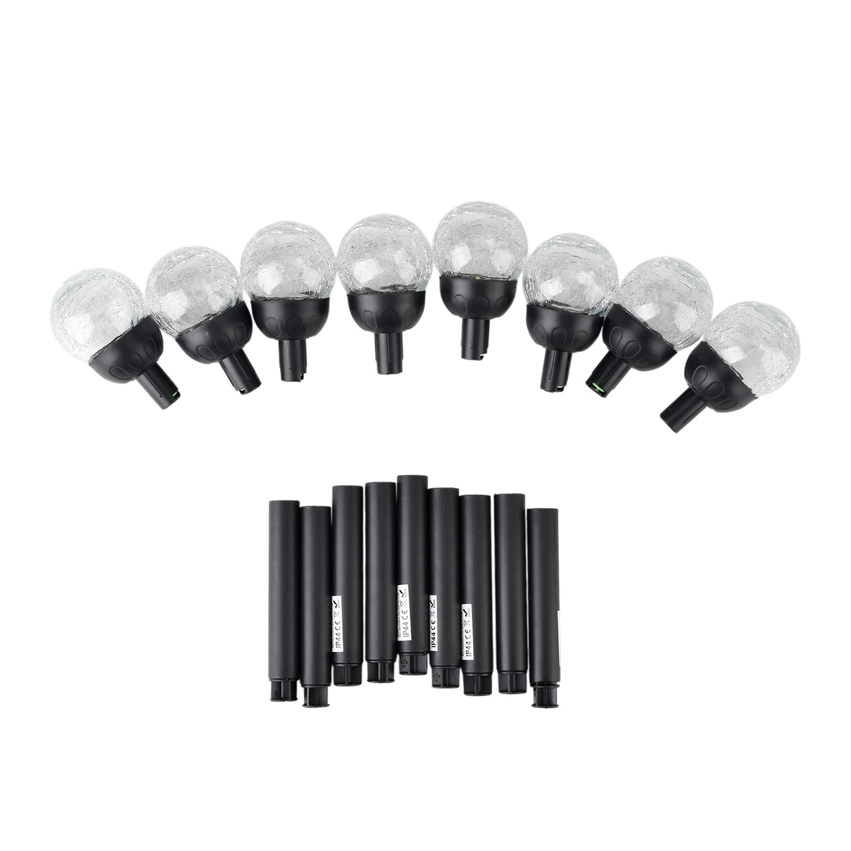 8-Piece Coordinated Outdoor Solar-Powered Plug-In Pathway Ground Stake Lamps (33x33mm) - Black 8416535 8