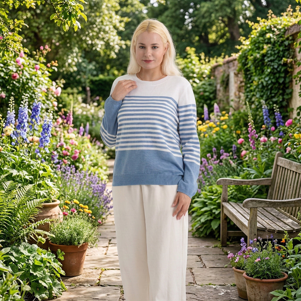 La Marey Soft Striped Jumper (Size 16 to 18) - Blue & White_8416783_1