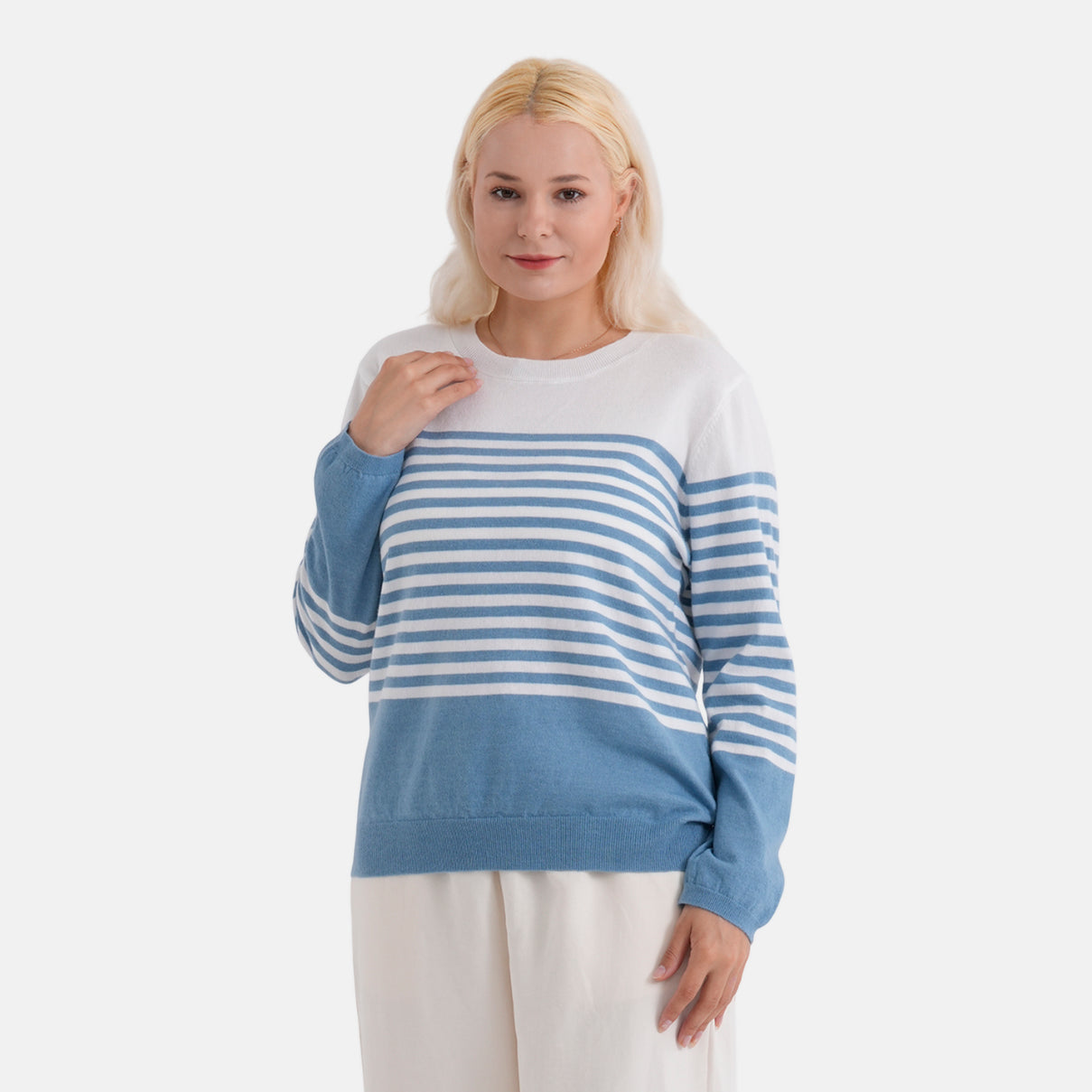 La Marey Soft Striped Jumper (Size 16 to 18) - Blue &amp; White V32515833 5