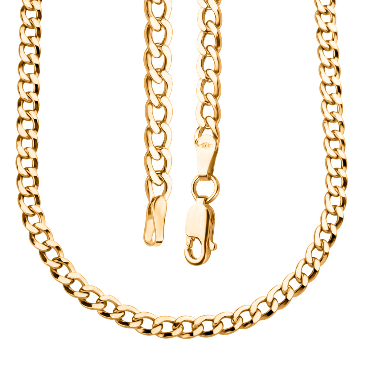 9K Yellow Gold 4MM Flat Curb Chain with Lobster Clasp 16 Inch 5.78g V32517544 3
