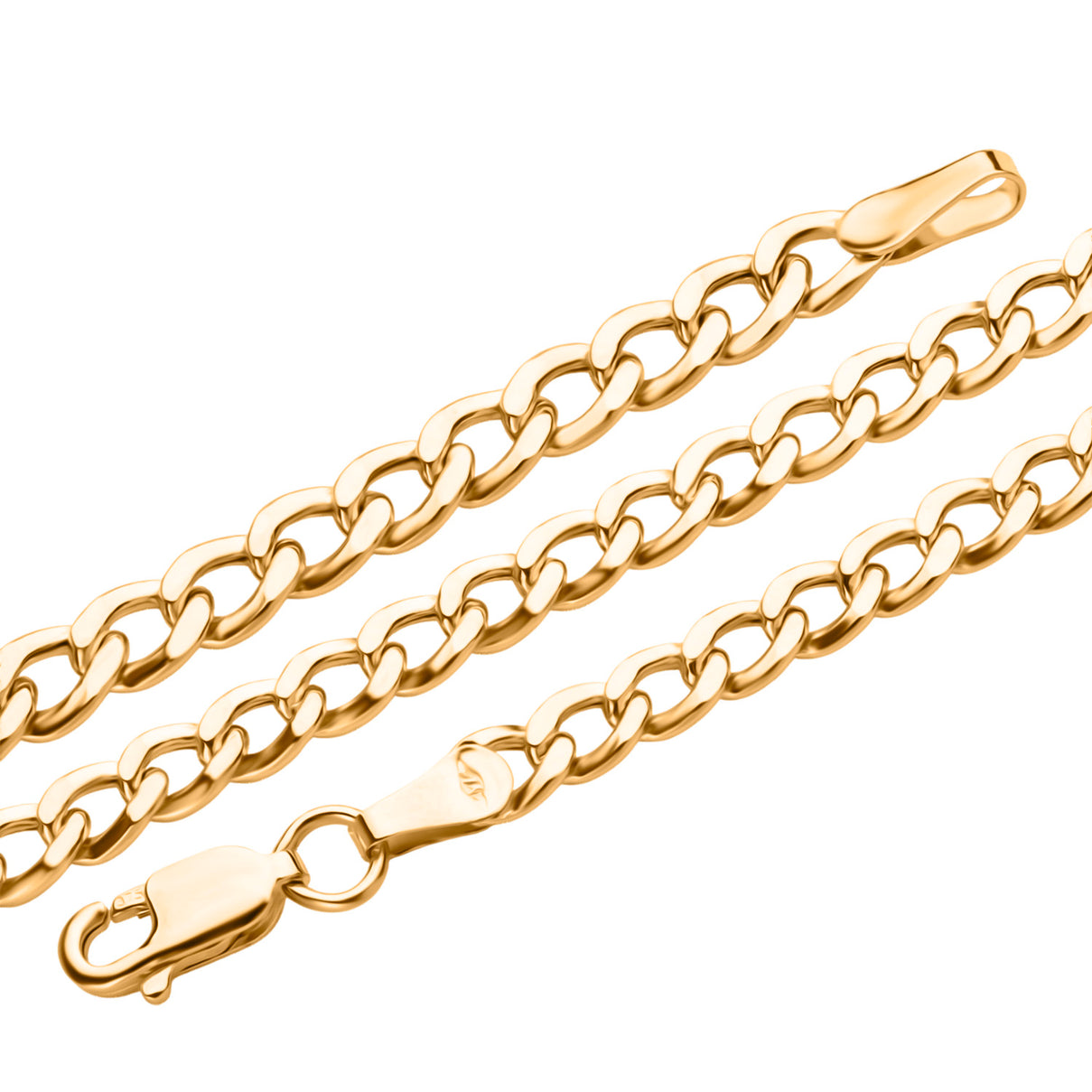 9K Yellow Gold 4MM Flat Curb Chain with Lobster Clasp 16 Inch 5.78g V32517544 4