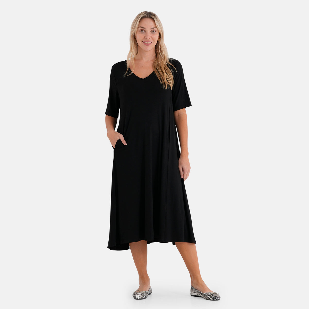 La Marey Stretch Jersey Dress With Side Pockets (Size S, 8-10) - Black 8416837 0