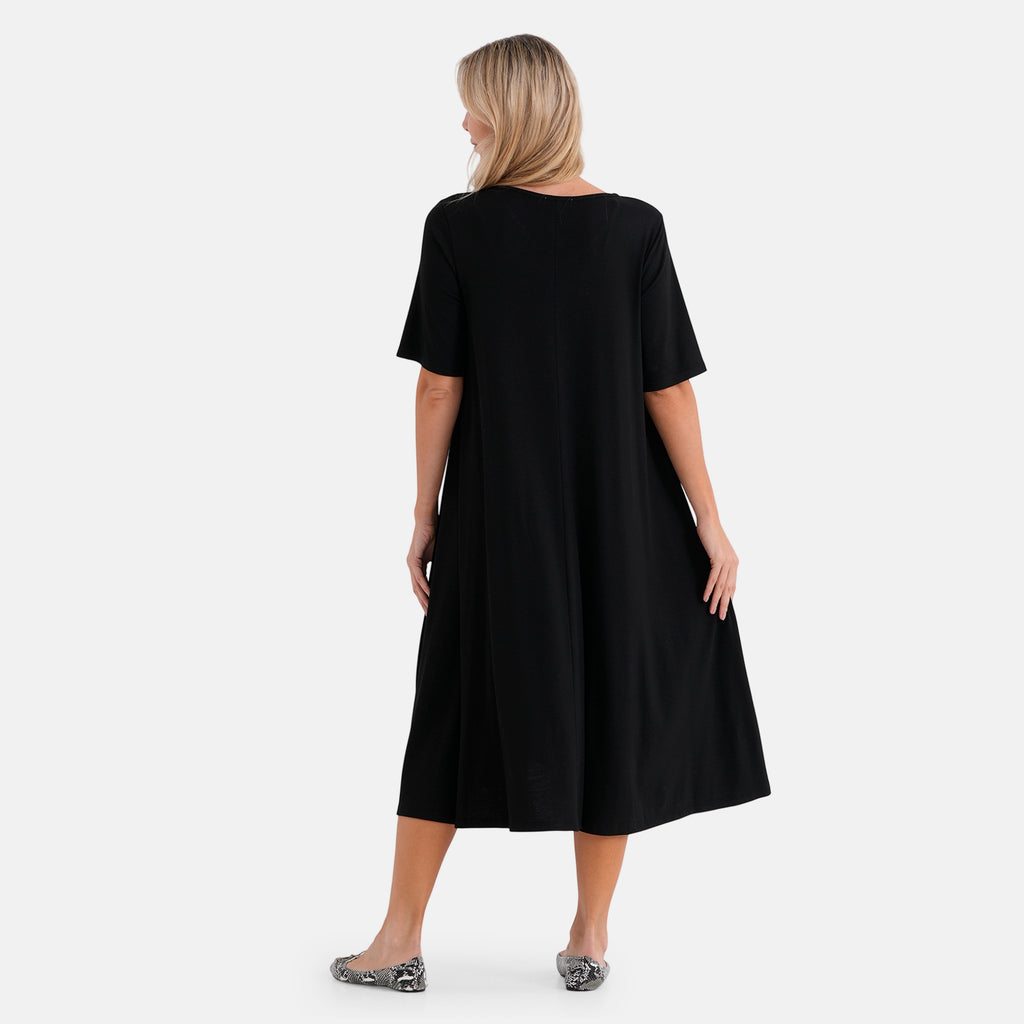 La Marey Stretch Jersey Dress With Side Pockets (Size XL, 20-22) - Black_8416840_2