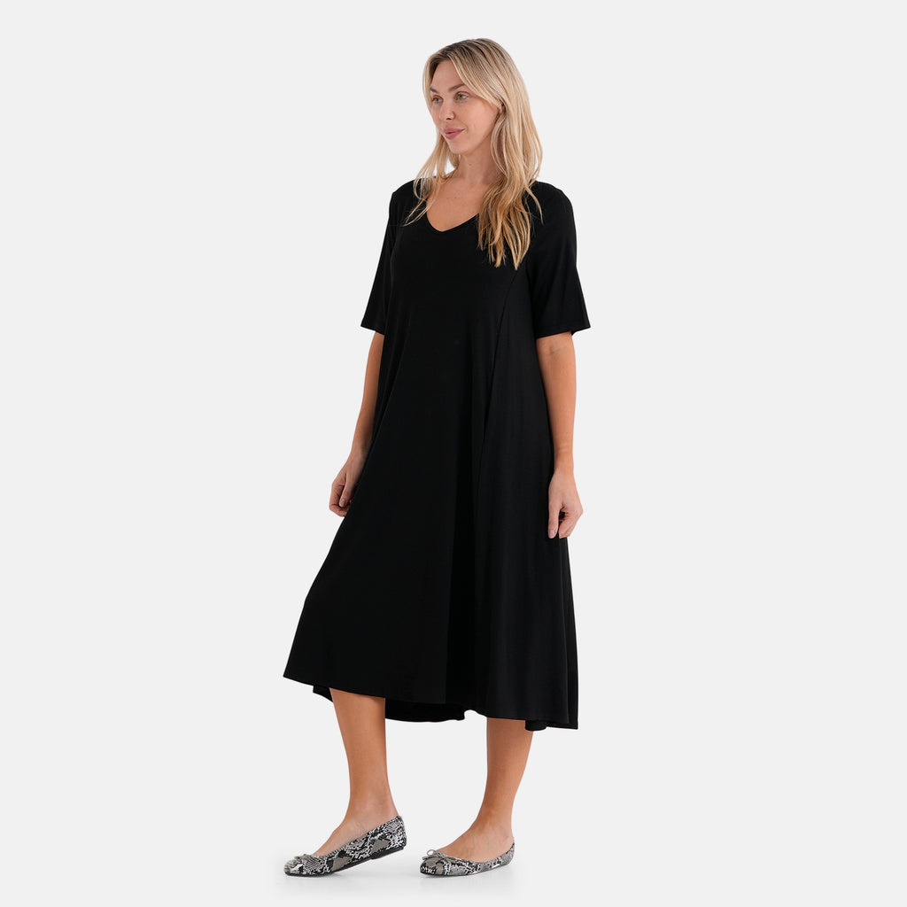 La Marey Stretch Jersey Dress With Side Pockets (Size XL, 20-22) - Black_8416840_3