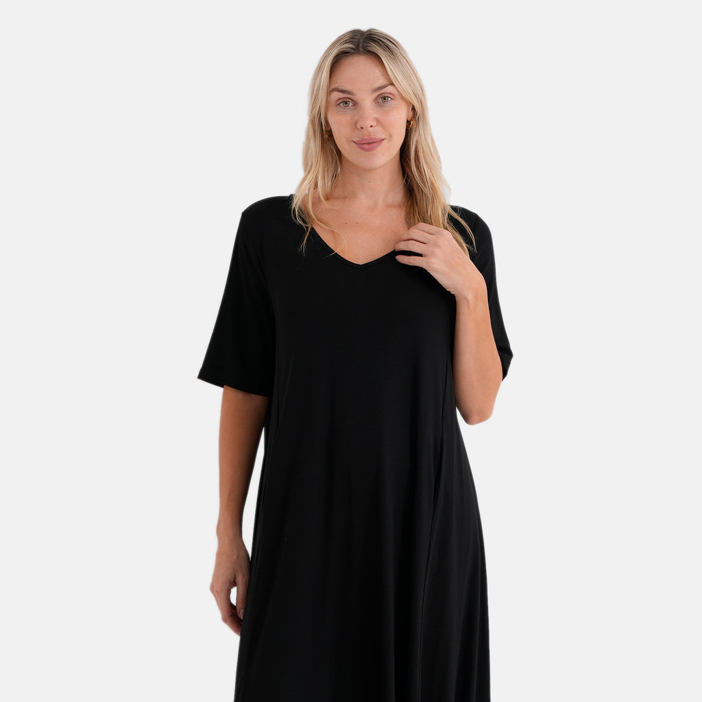 La Marey Stretch Jersey Dress With Side Pockets (Size XL, 20-22) - Black_8416840_4