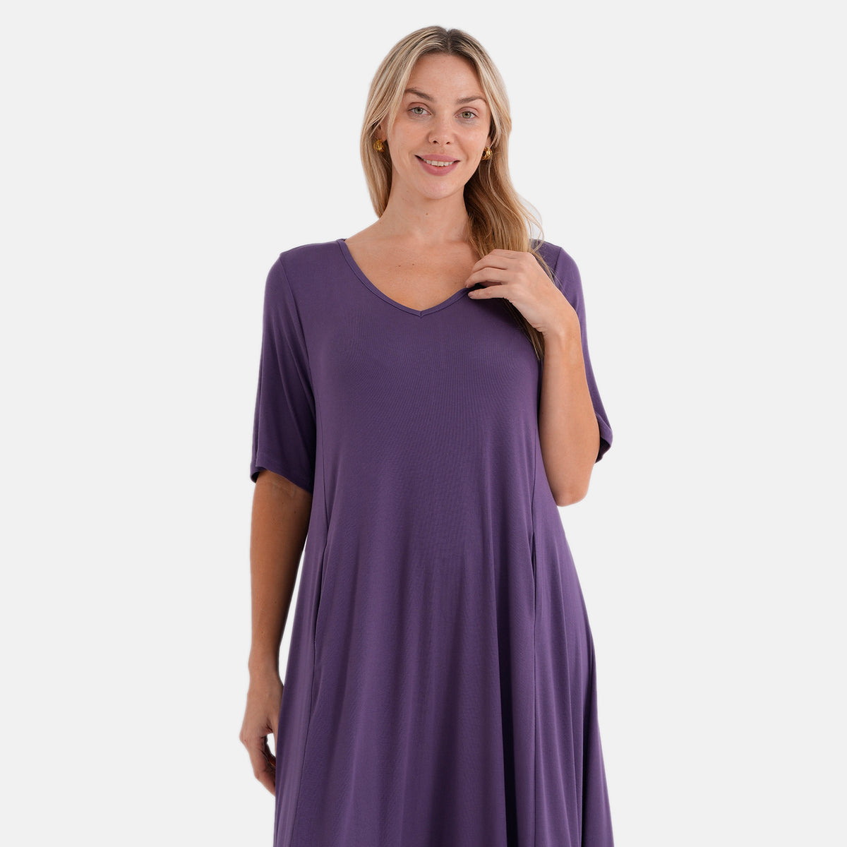 La Marey Stretch Jersey Dress With Side Pockets (Size M, 12-14) - Dark Purple V32646681 5