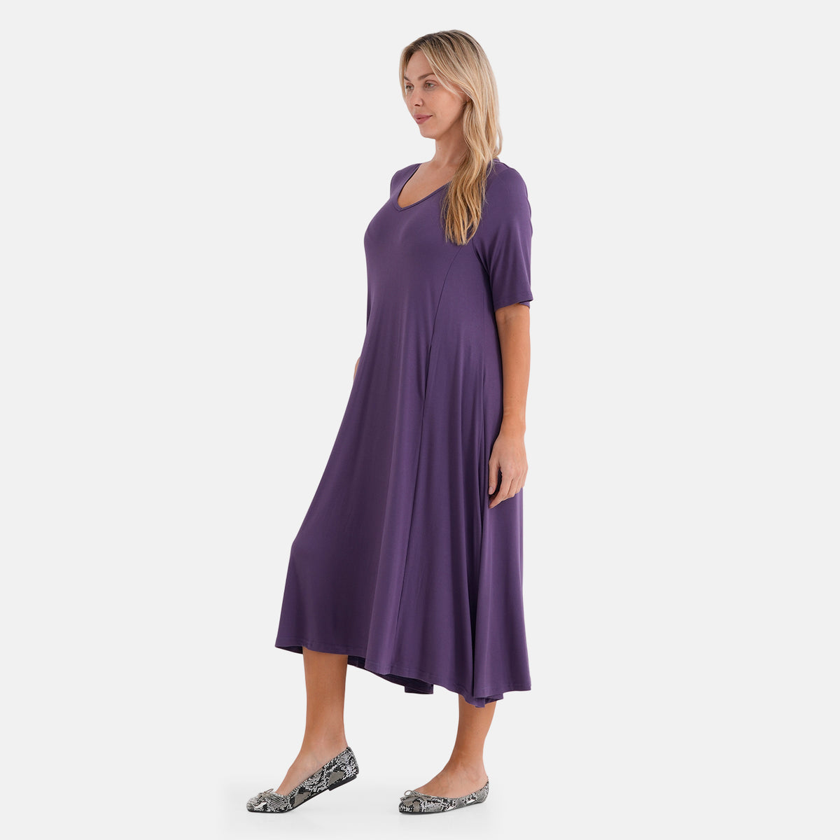 La Marey Stretch Jersey Dress With Side Pockets (Size XL, 20-22) - Dark Purple V32655952 4