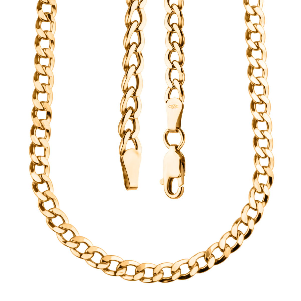 9K Yellow Gold 4MM Flat Curb Necklace with Lobster Clasp 20 Inch 8416851 1