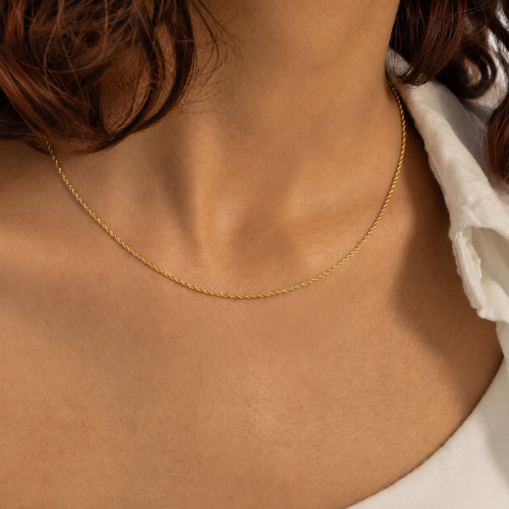 Maestro Collection - 9K Yellow Gold Rope Necklace with Spring Ring Clasp_8416908_5